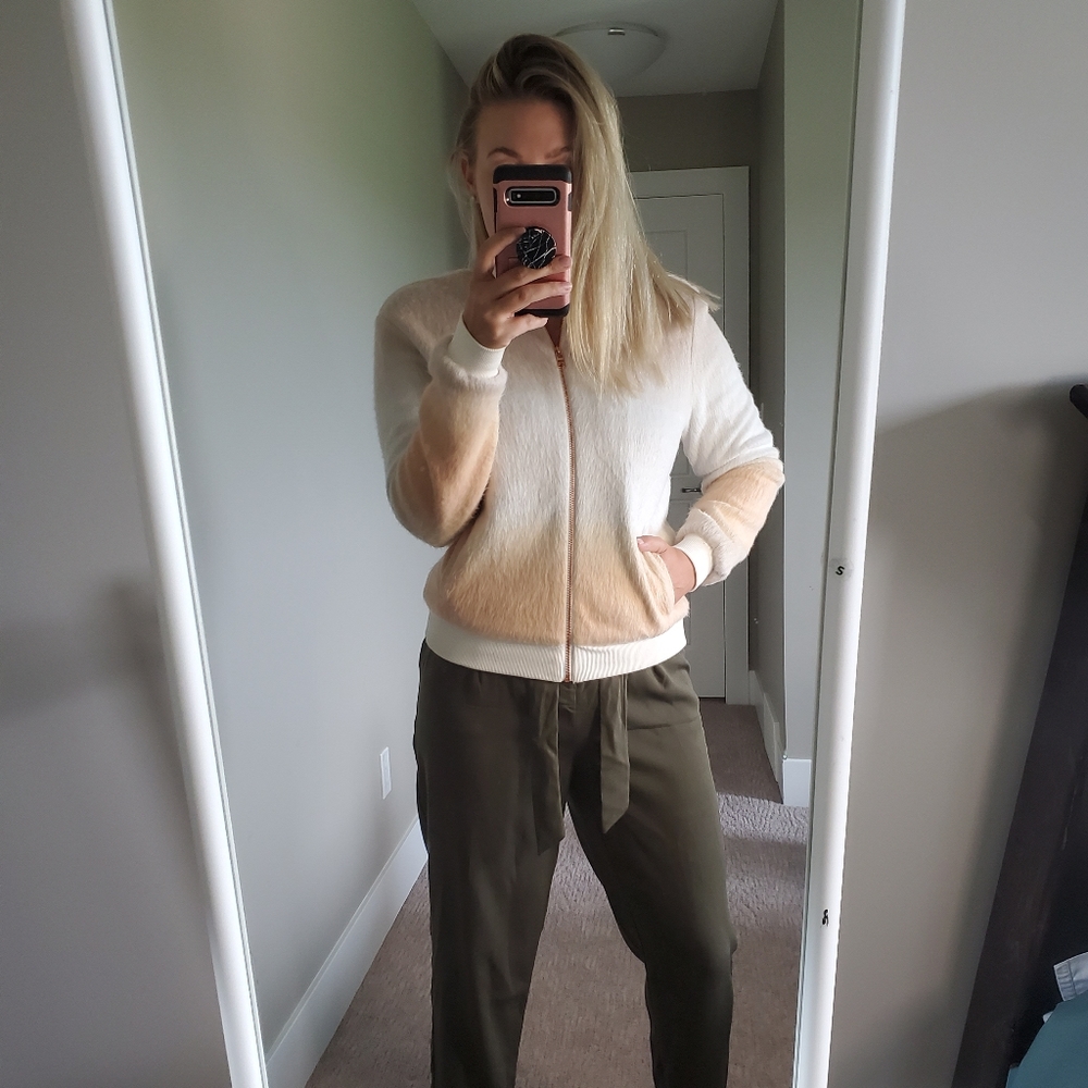 Fuzzy Peach Ombre Bomber by Anthropologie - Picture 3 of 4